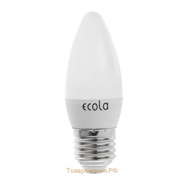 Лампа светодиодная Ecola "свеча", E27, C37, 6 Вт, 4000 K, 101x37 мм, дневной белый
