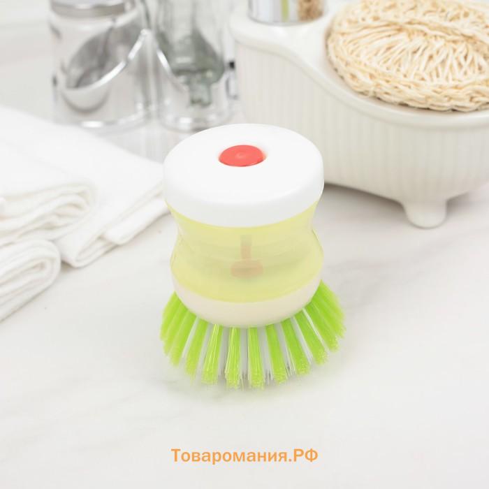 Щётка с дозатором для моющего средства , синяя