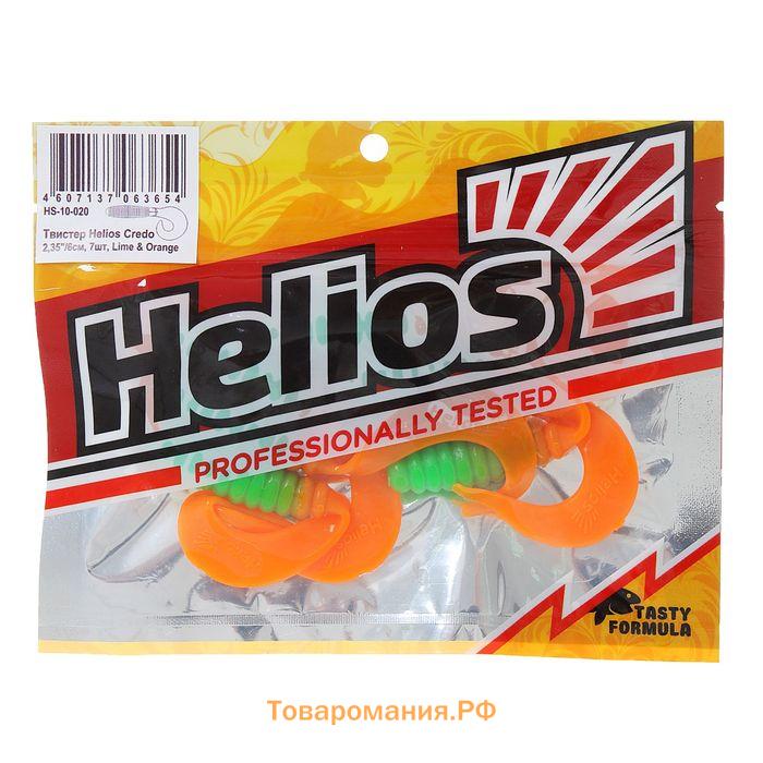 Твистер Helios Credo Lime & Orange, 6 см, 7 шт. (HS-10-020)