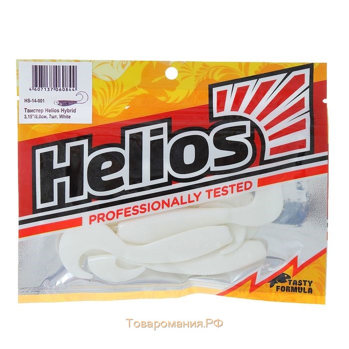 Твистер Helios Hybrid White, 8 см, 7 шт. (HS-14-001)