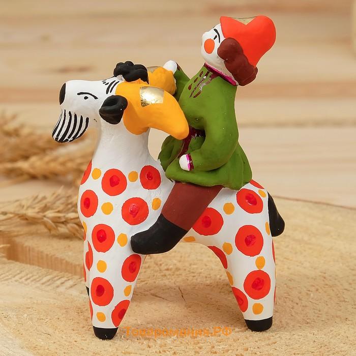 Дымковская игрушка «Фигурка: Мужик на козле», 8×6×11 см