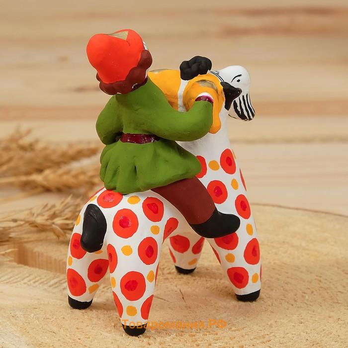 Дымковская игрушка «Фигурка: Мужик на козле», 8×6×11 см