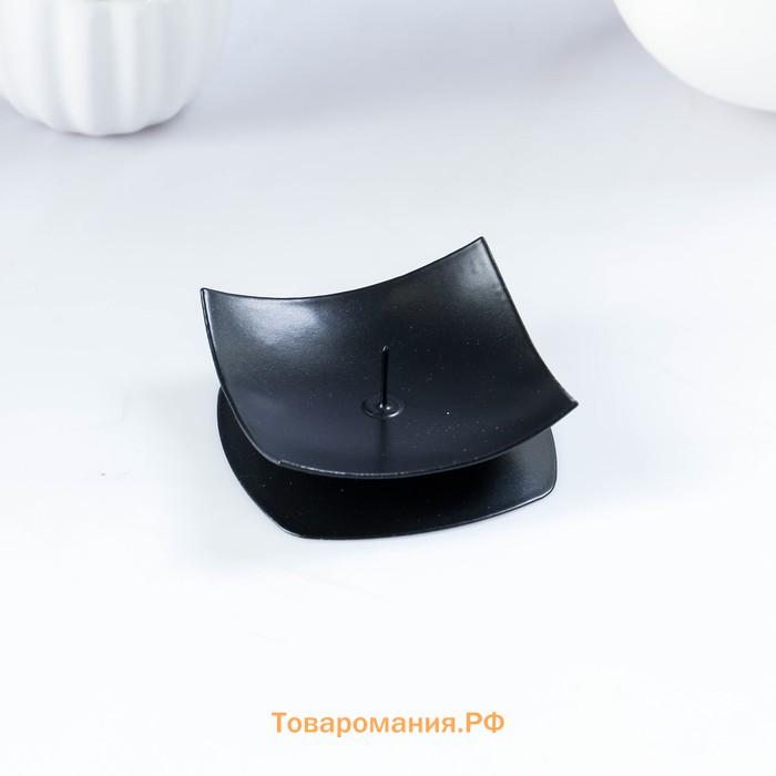 Подсвечник "Кварта" металл на 1 свечу, 7х2,7 см, черный
