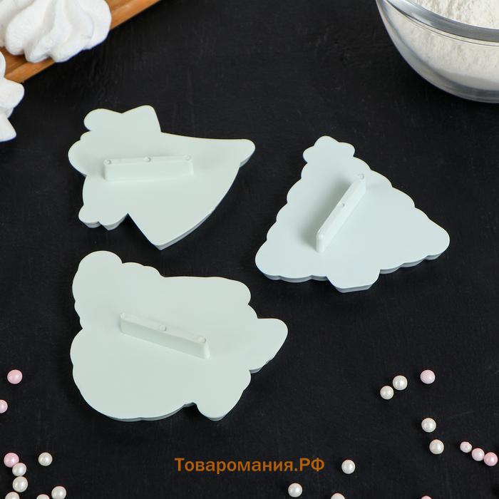 Плунжеры кондитерские  «Новый год», набор 3 шт., пластик, белые