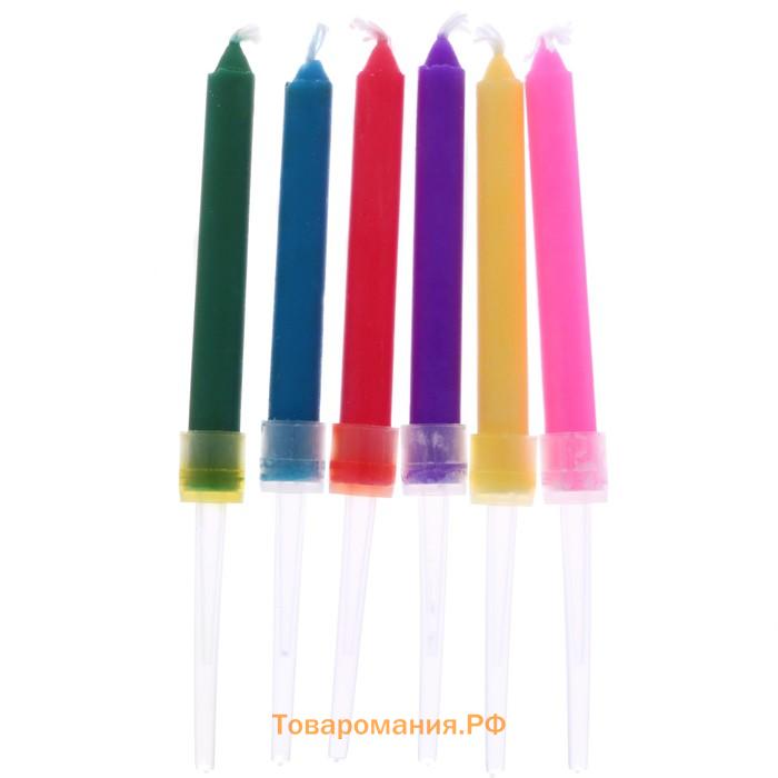 Свечи для торта с цветным пламенем «С Днем Рождения», 6 шт., 8,6 х 0,6 см