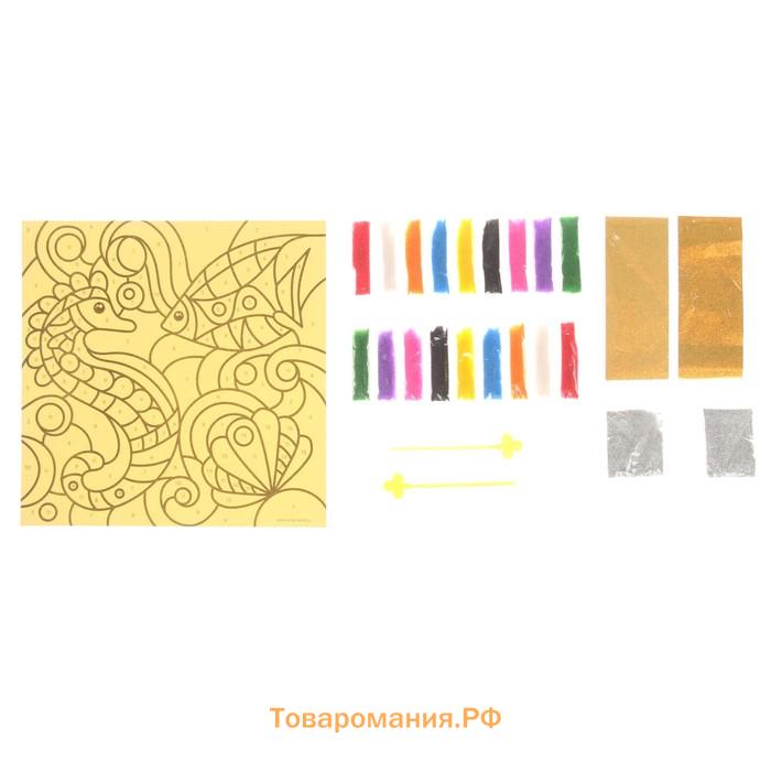 Фреска песком "Морской дуэт" + 9 цветов песка по 4 гр, блёстки, стека