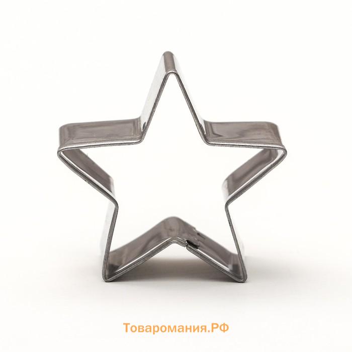 Формы для печенья  «Сердце, звёздочка», набор 6 шт., 7×13×1.5 см, металл, серебристые