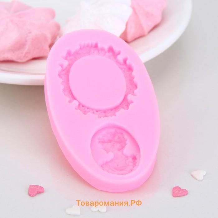 Молд  «Рамка и портрет», силикон, 8.5×4.5 см, розовый