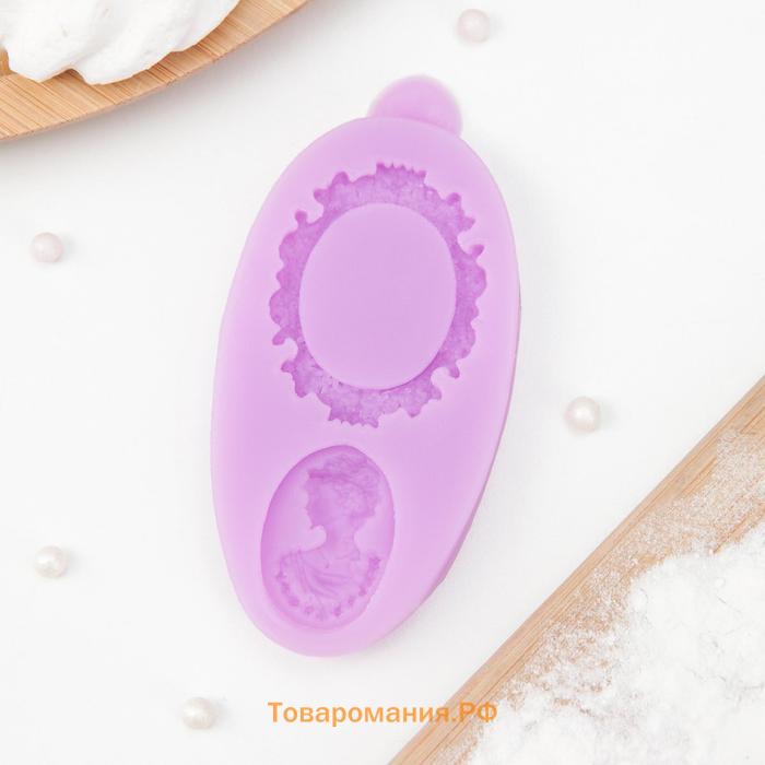 Молд  «Рамка и портрет», силикон, 8.5×4.5 см, розовый