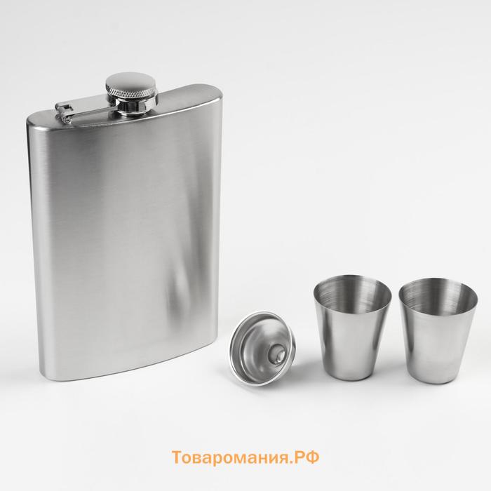 Подарочный набор 4 в 1 «Металлик»: фляжка 240 мл + 2 рюмки, воронка