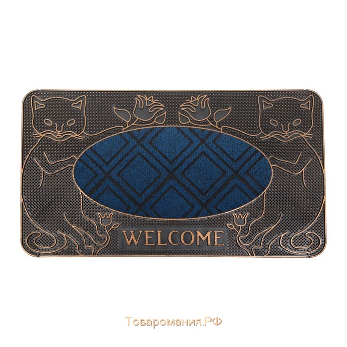 Коврик придверный резиновый Welcome, 40×70 см, цвет МИКС