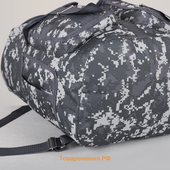 Рюкзак туристический, 55 л, отдел на шнурке, 4 наружных кармана, «ЗФТС», цвет серый/камуфляж