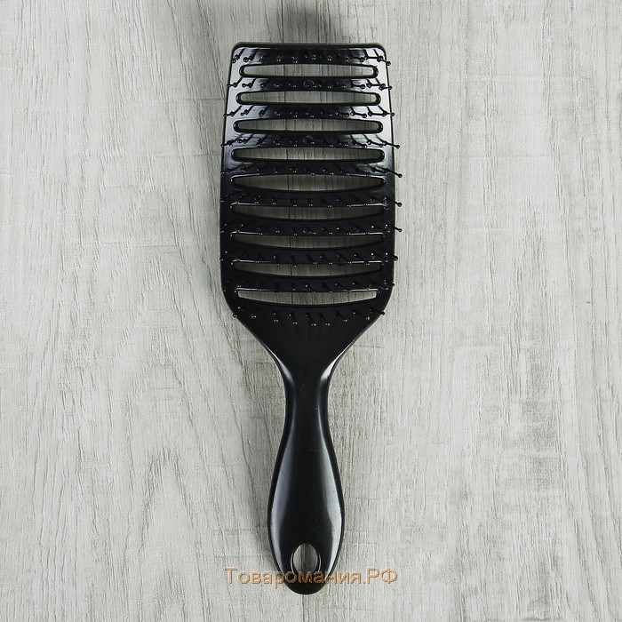 Расчёска массажная, широкая, вентилируемая, 7,5 × 23 см, цвет чёрный