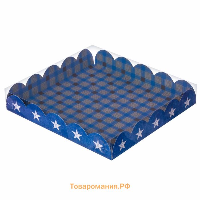 Коробка для печенья, кондитерская упаковка с пластиковой крышкой, For real man, 18 х 18 х 3 см