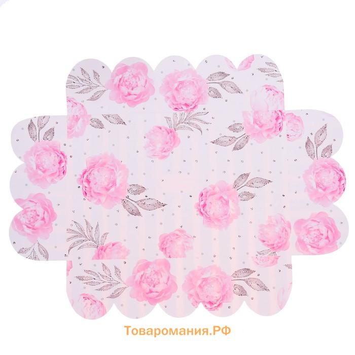 Коробка для печенья, кондитерская упаковка с пластиковой крышкой, «Нежность», 20 х 30 х 8 см