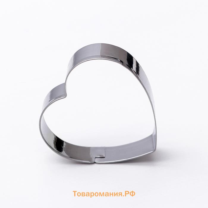 Формы для печенья  «Сердечко», набор 5 шт., 7.5×7.4 см, металл, серебристые