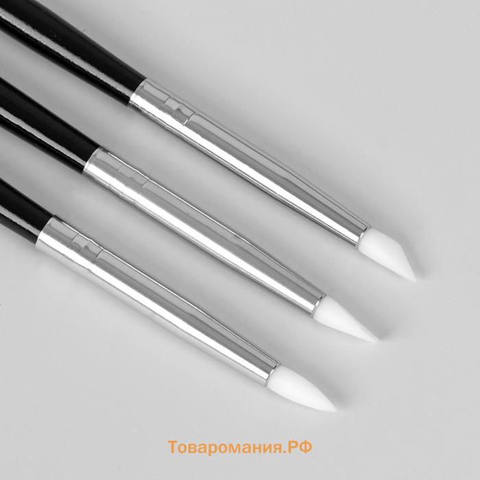 Набор силиконовых кистей для дизайна ногтей, 3 шт., 18 см, чёрный