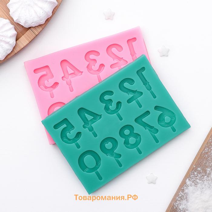 Молд «Цифры для торта», силикон, 9.5×6.5×0.4 см, МИКС