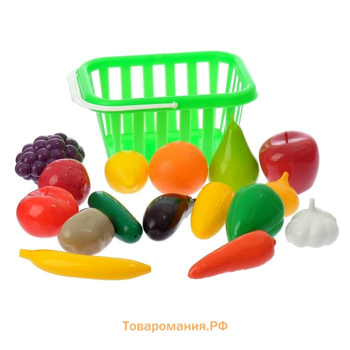 Набор «Фрукты и овощи» в корзине, 17 предметов, МИКС