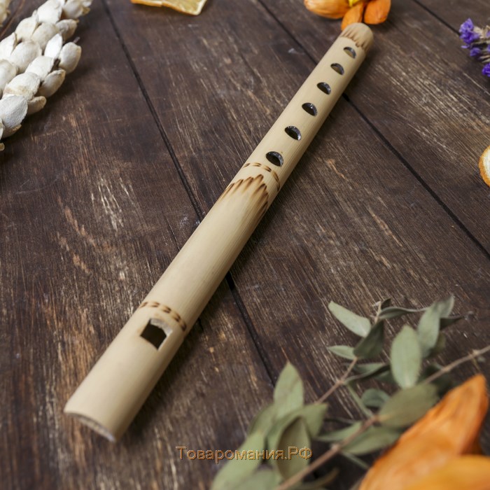 Музыкальный инструмент бамбук "Флейта светлая" 30x1,8x1,8 см