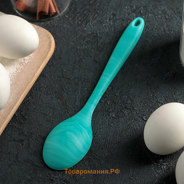 Ложка гарнирная  «Парус», силикон, 20.5 см, голубая