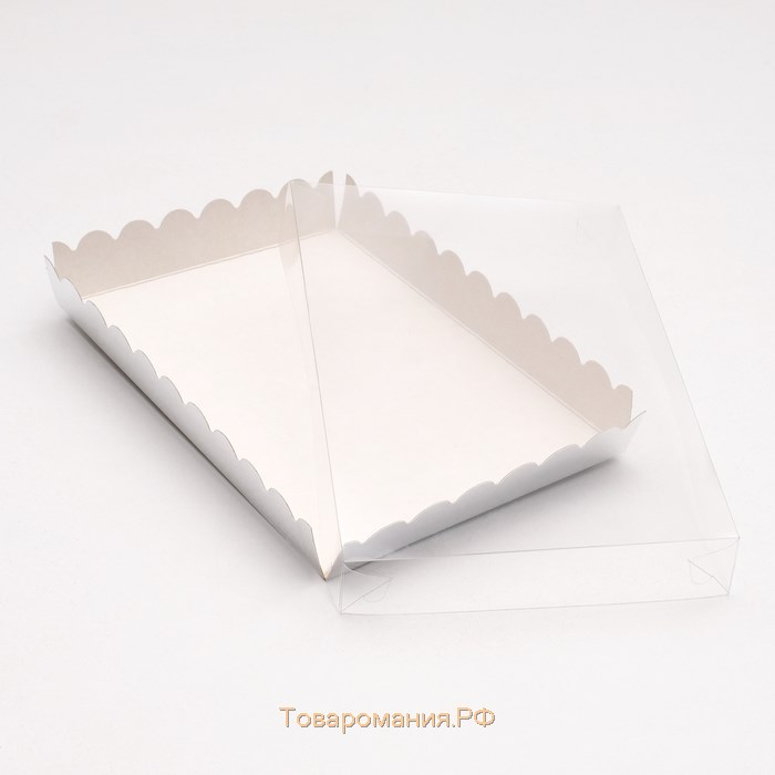 Коробочка для печенья с PVC крышкой, серебряная, 22 х 15 х 3 см