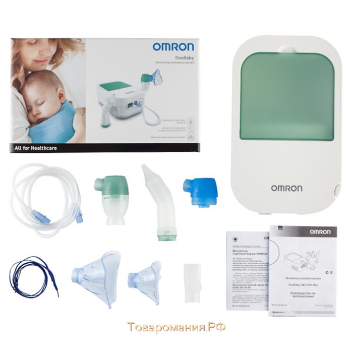 Ингалятор Omron DuoBaby NE-C301-RU, компрессорный, 12 мл, 65 дБ, белый