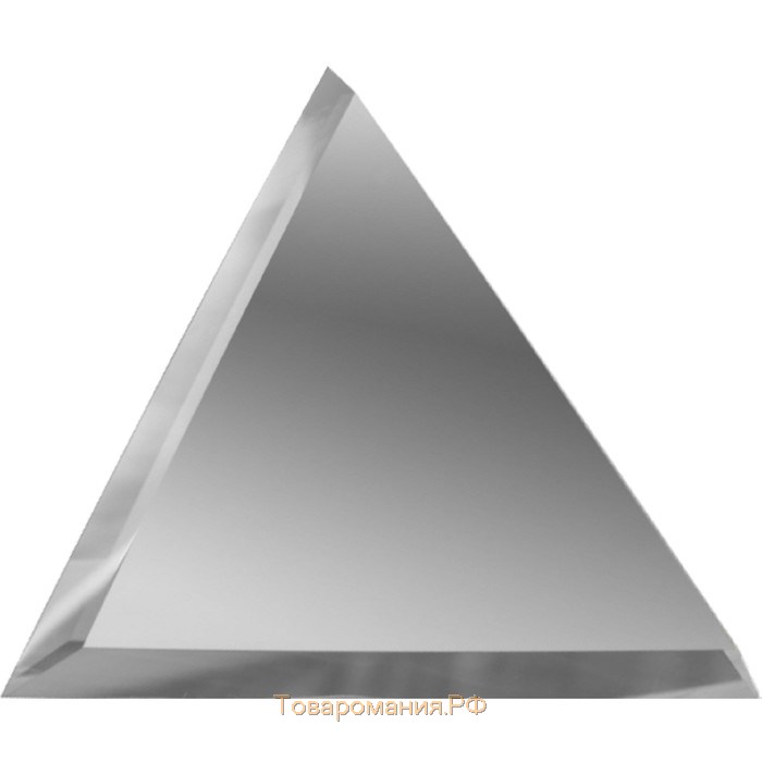 Треугольная зеркальная серебряная матовая плитка с фацетом 10 мм, 200х200 мм