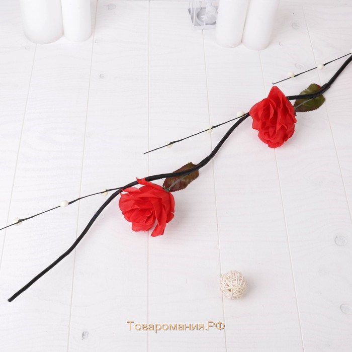 Декор тинги "Розы крупные с шариками" 150 см (цена за 1 шт), микс