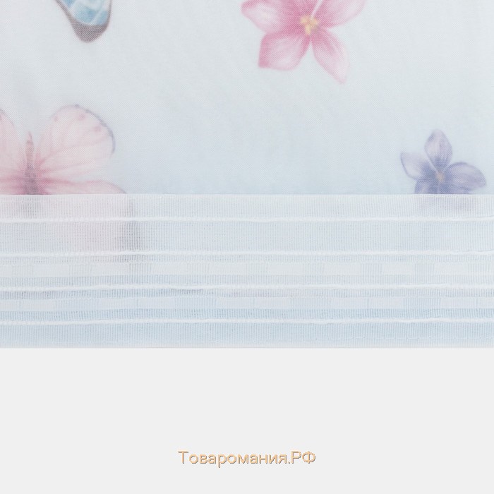 Тюль с подхватом и ламбрекеном «Бабочки», 250×200 см, 100% п/э, вуаль