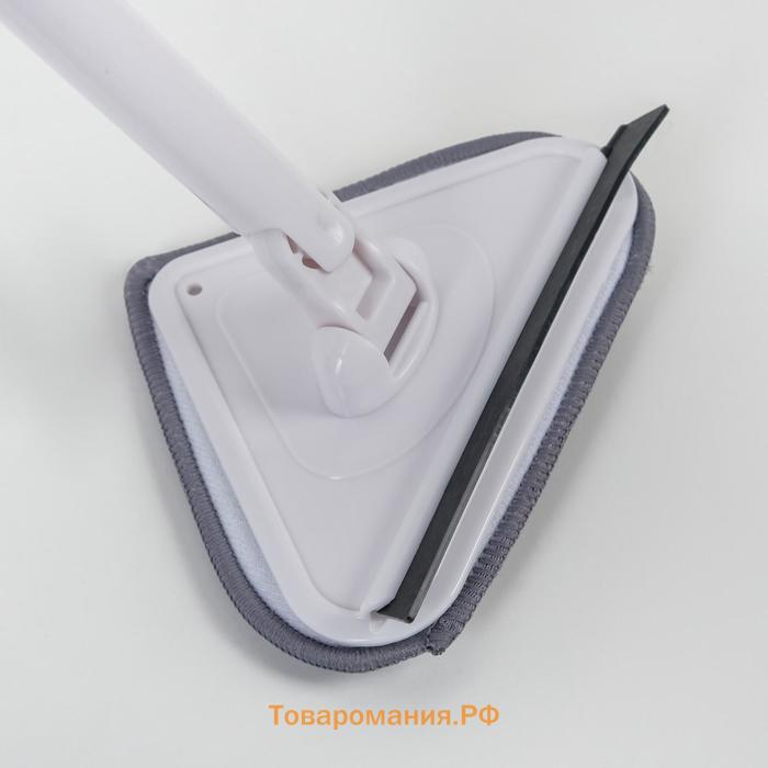Щётка для окон , алюминиевая телескопическая ручка 59(89) см, насадка из микрофибры 12×12 см, МИКС