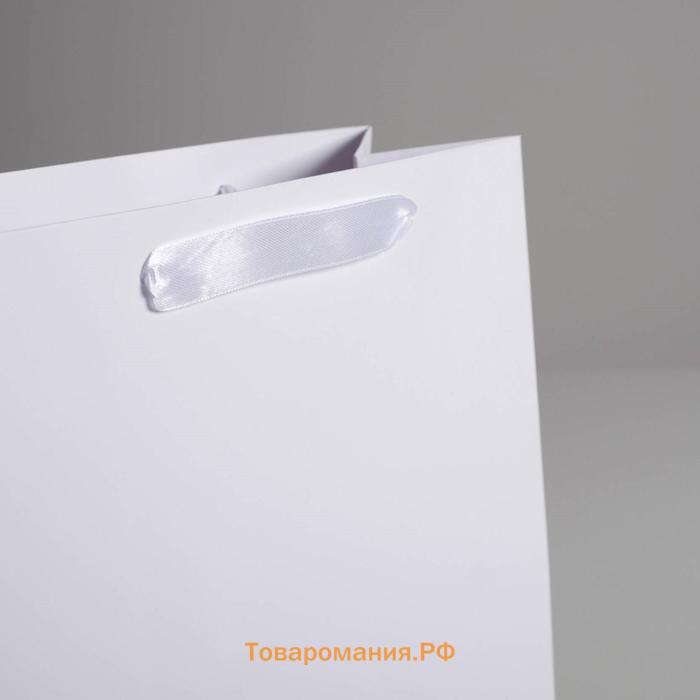 Пакет подарочный, упаковка, «Белый», M 25,5 х 30 х 9 см