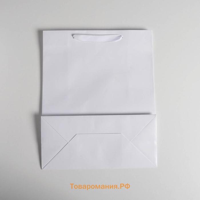 Пакет подарочный, упаковка, «Белый», M 25,5 х 30 х 9 см