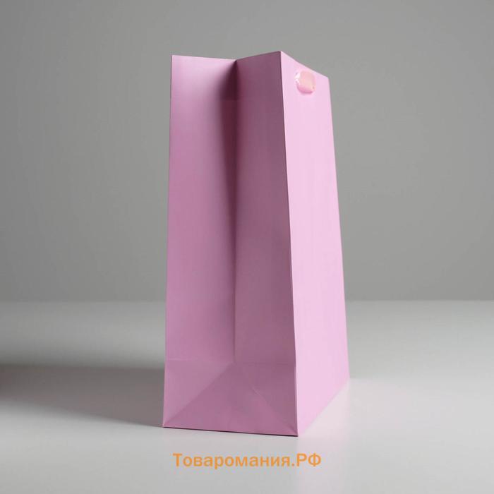 Пакет подарочный, упаковка, «Розовый», M 25,5 х 30 х 9 см