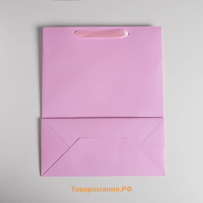 Пакет подарочный, упаковка, «Розовый», M 25,5 х 30 х 9 см