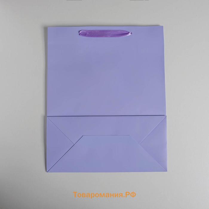 Пакет подарочный, упаковка, «Сиреневый», M 25,5 х 30 х 9 см