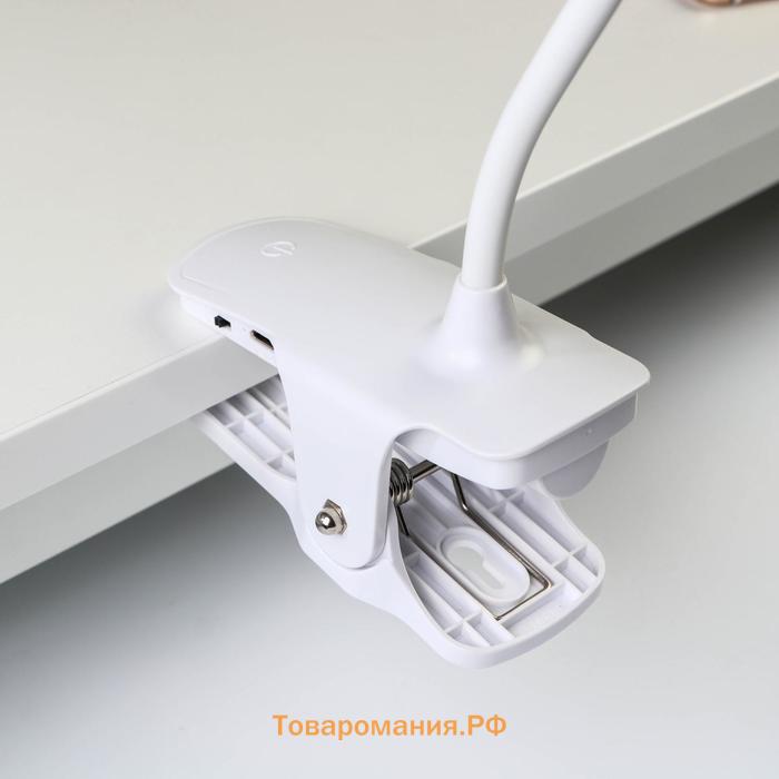 Лампа настольная сенсорная 16109/1 LED 4 Вт USB АКБ 3000/6000К белый 9.5×12×44 см RISALUX