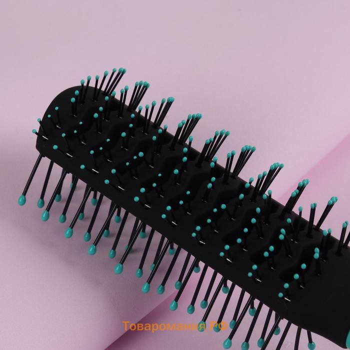 Расчёска массажная, вентилируемая, 4,5 × 23 см, цвет чёрный/бирюзовый