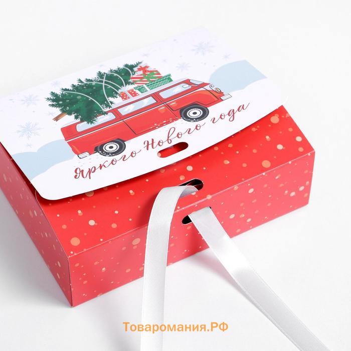 Коробка подарочная новогодняя складная двухсторонняя «Новогодние истории», 16.5 х 12 х 5 см, БЕЗ ЛЕНТЫ