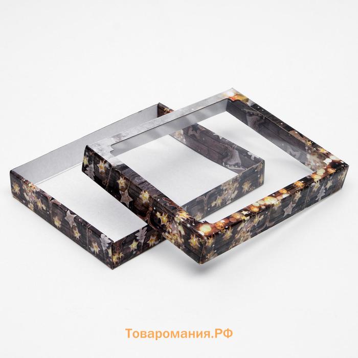 Коробка сборная крышка - дно с окном, «Исполнения желаний», 26×21×4 см
