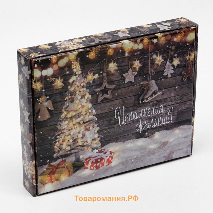Коробка сборная крышка - дно с окном, «Исполнения желаний», 26×21×4 см
