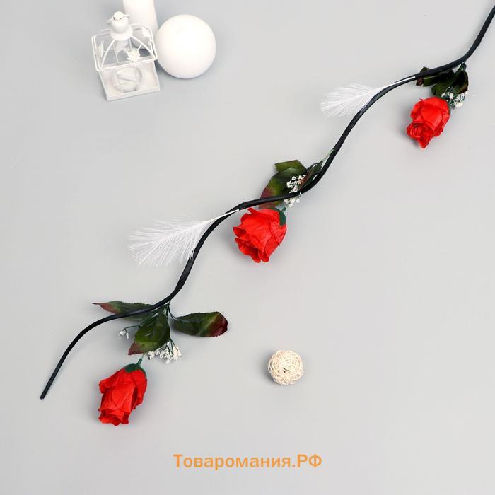 Декор тинги "Розы с пёрышками" 150 см, микс