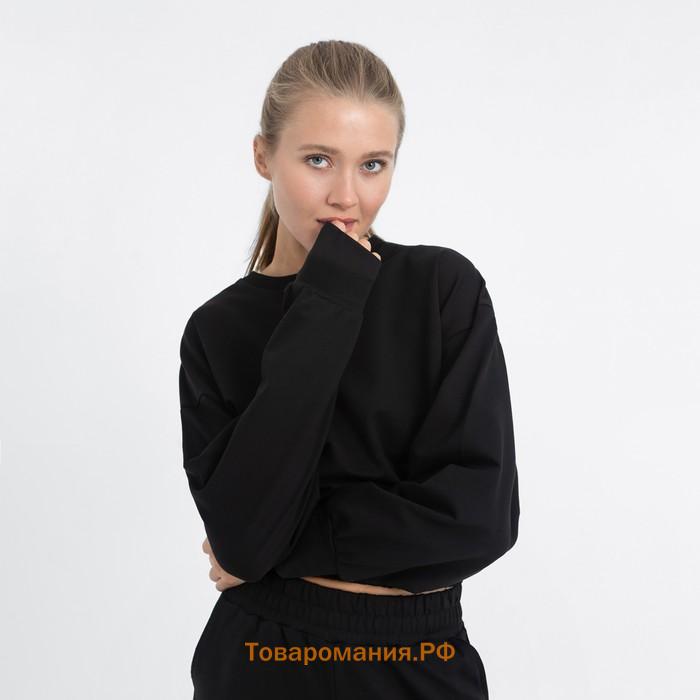 Костюм женский (брюки, свитшот) MINAKU: Casual Collection цвет чёрный, размер 46