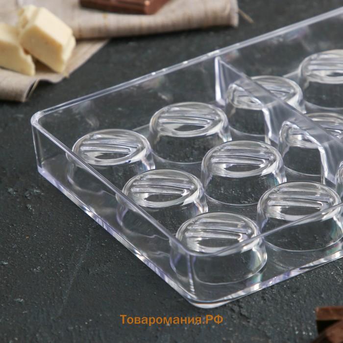 Форма для конфет и шоколада KONFINETTA «Шаффл», 27.5×17.5×2.5 см, 21 ячейка 3×3×1 см, прозрачная
