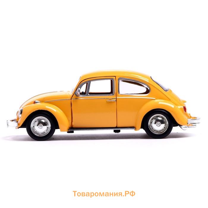 Машина металлическая VOLKSWAGEN BEETLE 1967, 1:32, открываются двери, инерция, цвет жёлтый