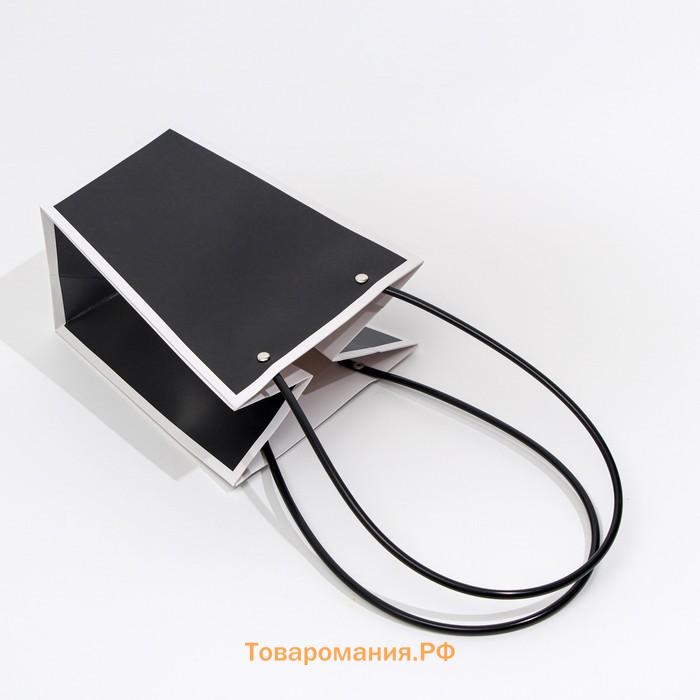 Сумка для цветов чёрная влагостойкая, 17×17 - 11.5×11.5 - 20 см