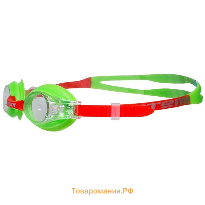 Очки для плавания Atemi M304, детские, силикон, цвет зелёный/красный
