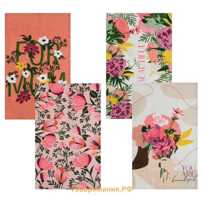 Набор кухонных полотенец  Spring mood, 35×60 см-4 шт., 100% хлопок