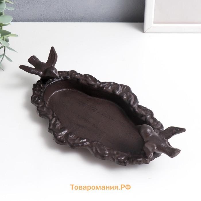 Фигурка-подставка для мелочей «Птицы на блюде», чугун, 5×13×25 см