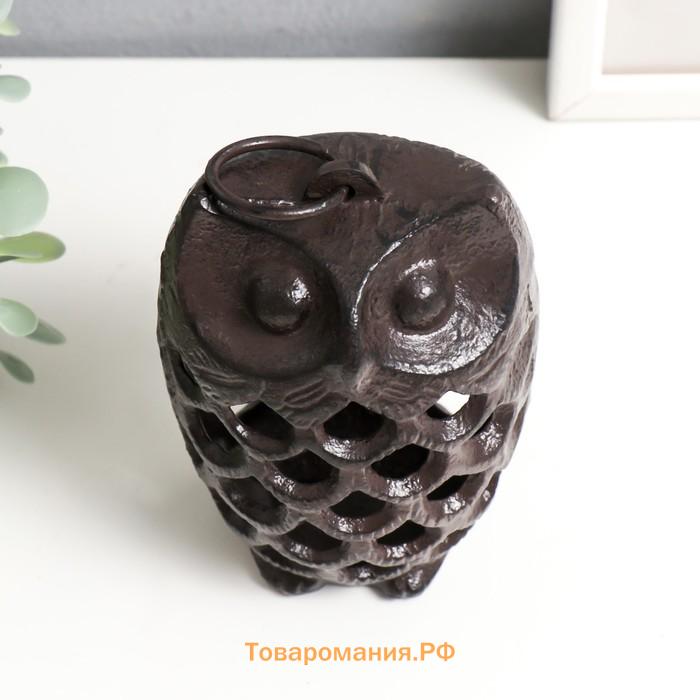 Металлический подсвечник на 1 свечу «Филин», чугун, с кольцом 12×8×8 см